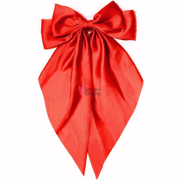Accesoriu pentru decor par cu Fundita din satin si clema metalica TRD043DD Rosie